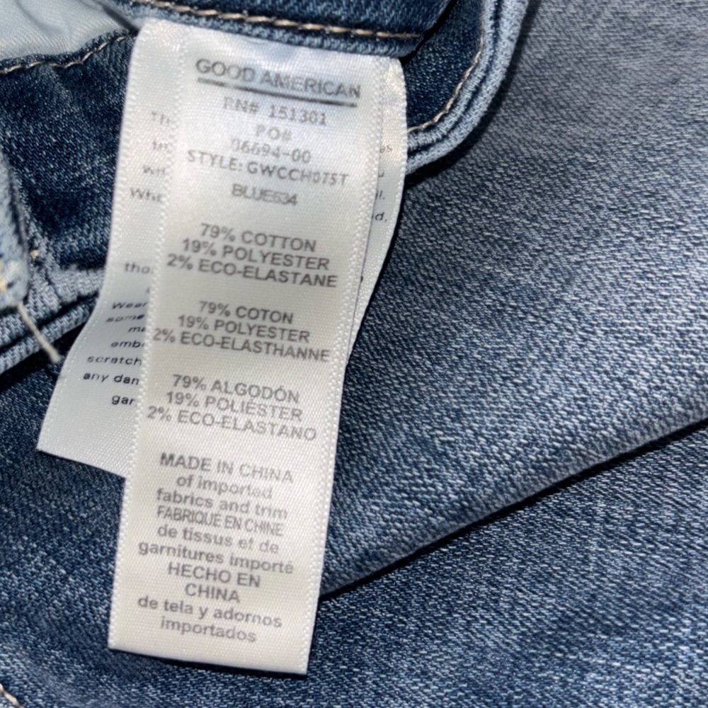 Good American Good Waist Jeans Size 15 Chew Hem Ankle Skinny GWCCH075T Distres‌‌ - Picture 8 of 12